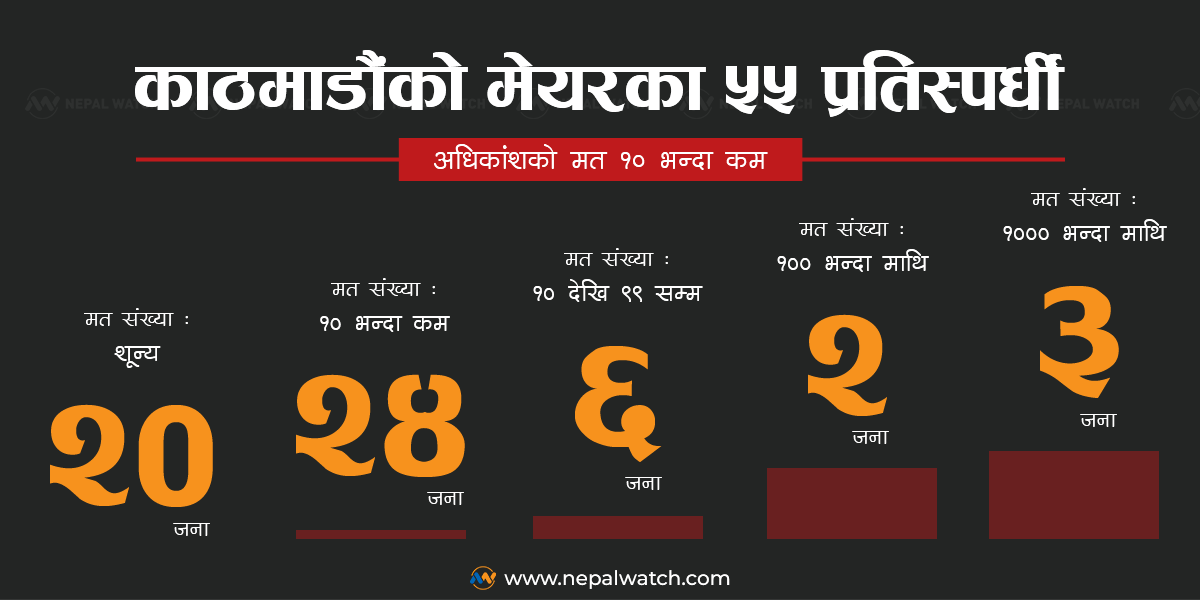 काठमाडौं मेयरका यी २० उम्मेदवार जसले एक मत पनि पाएका छैनन्